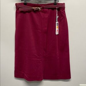 NWT Vintage Fire Islander Faux Wrap Belted Elastic Waist Maroon Wine Red Skirt